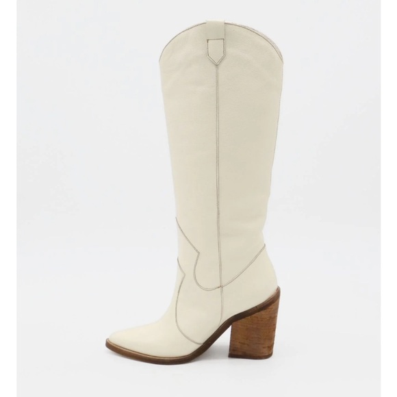 NWOT STIVALI NEW YORK Macao western cowboy boots in off white leather - Picture 4 of 9